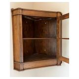 Vintage Wooden Corner Wall Cabinet with Glass Door