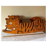 Vintage Wooden Tiger Rocking Toy with Hand-Painted Details