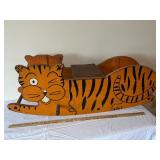 Vintage Wooden Tiger Rocking Toy with Hand-Painted Details