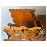 Vintage Wooden Tiger Rocking Toy with Hand-Painted Details