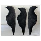 Set of 5 Vintage Black Crow and Bird Decoys