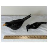 Pair of Black Ceramic Bird Figurines