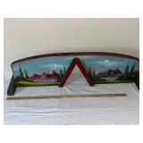 Hand-Painted Double-Sided Wooden piece with Landscape and Golf Scenes