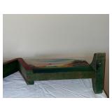 Hand-Painted Double-Sided Wooden piece with Landscape and Golf Scenes