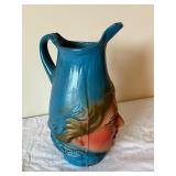 Vintage Lady Head Face Pitcher Blue and Hand-Painted Ceramic Jug