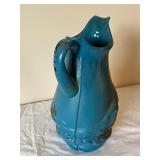 Vintage Lady Head Face Pitcher Blue and Hand-Painted Ceramic Jug