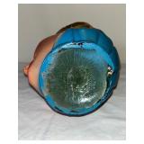 Vintage Lady Head Face Pitcher Blue and Hand-Painted Ceramic Jug