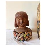 Collection of 3 Handcrafted Folk Art Busts and Sculptures