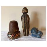 Collection of 3 Handcrafted Folk Art Busts and Sculptures
