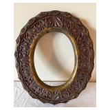 Set of 2 Hand-Carved Wooden Picture Frames, Oval and Heart Shaped