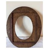 Set of 2 Hand-Carved Wooden Picture Frames, Oval and Heart Shaped