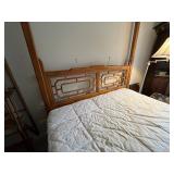 Wooden Queen Canopy Bed Frame with Ornate Headboard