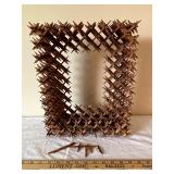 Vintage Wooden Tramp Art Picture Frame with Layered Chip Carving