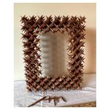 Vintage Wooden Tramp Art Picture Frame with Layered Chip Carving