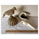 Lot of 3 Hand-Carved Wooden Bird Figurines