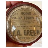 Vintage Glass Apothecary and Advertising Jar Collection with Magnifying Glass Paperweight