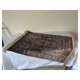 Persian-Style Area Rug with Intricate Floral Design and Fringe, 3x5 Ft