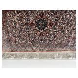 Vintage Persian Style Area Rug with Fringe, Floral Medallion Design