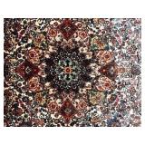 Vintage Persian Style Area Rug with Fringe, Floral Medallion Design