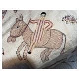 Hand-Embroidered Textile Wall Hanging with Animal and Floral Motifs