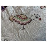 Hand-Embroidered Textile Wall Hanging with Animal and Floral Motifs