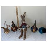 Collection of 5 Hand-Painted Easter Rabbit and Animal Figurines