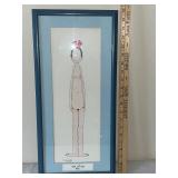 Framed William Lagan 1973 Print Nude with Red Bow