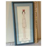 Framed William Lagan 1973 Print Nude with Red Bow