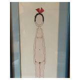 Framed William Lagan 1973 Print Nude with Red Bow