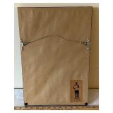 Folk Art Framed Painting of Adam and Eve with Serpent 17x13 Inches