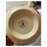 Vintage Woods Ware England Hand Painted Cream Soup Bowls and Saucers Set