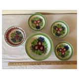 Set of 5 Vintage Luneville France Hand-Painted Bowls with Floral Patterns