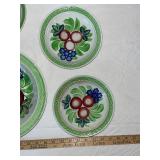 Set of 5 Vintage Luneville France Hand-Painted Bowls with Floral Patterns