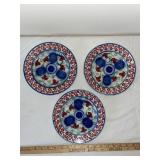 Set of 3 Vintage Decorative Plates with Floral Pattern