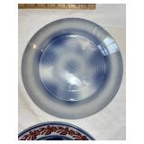 Set of 4 Vintage Decorative Plates with Red, Blue, and Green Pattern - 8 Inch