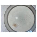 Vintage Decorative Porcelain Plate with Floral and Animal Motif, 11 Inch