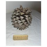 Variety Lot: Russian Lacquer Box, Wooden Shoes, Pine Cone, Ceramic Hand, and More