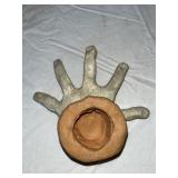 Variety Lot: Russian Lacquer Box, Wooden Shoes, Pine Cone, Ceramic Hand, and More