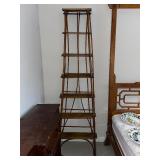 Antique Five-Tier Wood Corner Etagere Shelf Stand