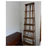 Antique Five-Tier Wood Corner Etagere Shelf Stand