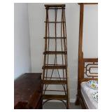 Antique Five-Tier Wood Corner Etagere Shelf Stand
