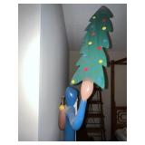 Large Handcrafted Wooden Santa Figure with Christmas Trees