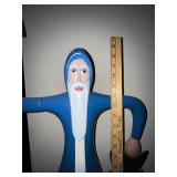 Large Handcrafted Wooden Santa Figure with Christmas Trees