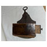 Antique Wood Desk Clamp Drawer with Green Felt and Brass Pull