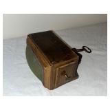 Antique Wood Desk Clamp Drawer with Green Felt and Brass Pull