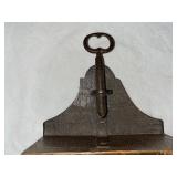 Antique Wood Desk Clamp Drawer with Green Felt and Brass Pull