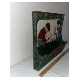 Hand-Painted Wooden Wall Shelf with Children and Bunny Rabbit Design
