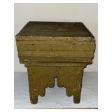 Antique Primitive Wooden Stool with Painted Patina
