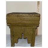 Antique Primitive Wooden Stool with Painted Patina