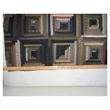 Log Cabin Style Handmade Quilt with Patchwork and Patterned Backing